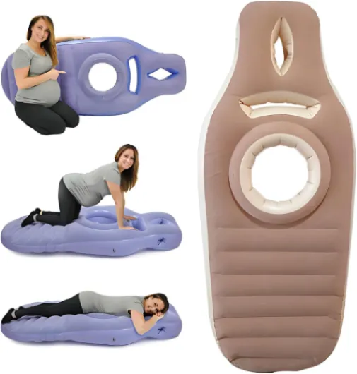 Matelas Gonflable pour Femme Enceinte, Tapis De Yoga pour Femmes Enceintes avec Trou pour Le Ventre, Oreillers De Grossesse pour Dormir, Dites Adieu Aux Douleurs Liées à La Grossesse, Brown