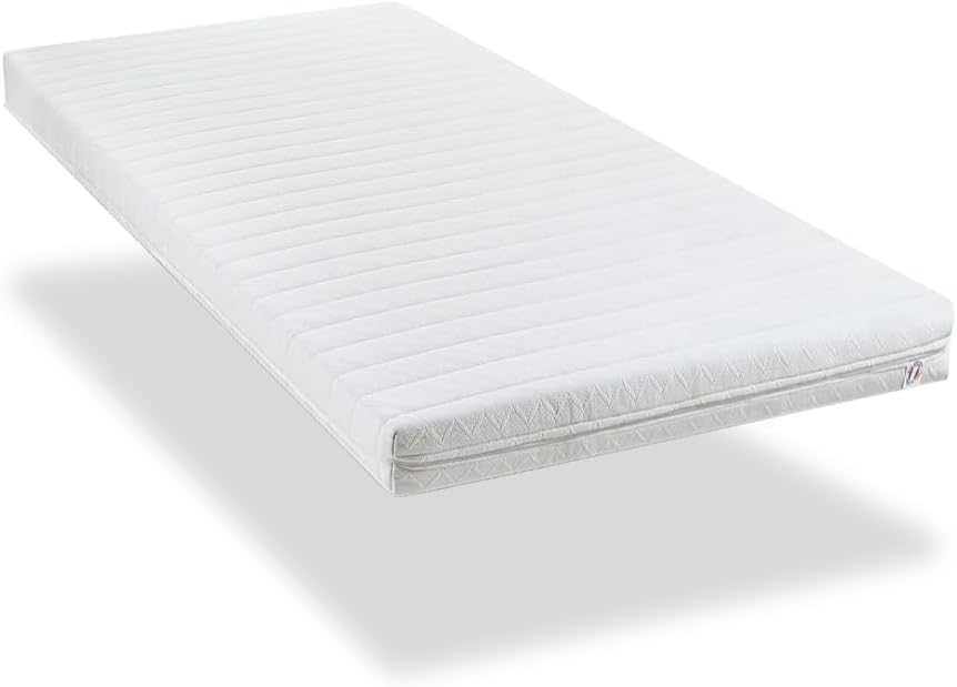 Matelas 90x190 Latex et Mousse Haute Densité Egio - Hauteur 12 cm - Fermeté et Soutien - Fabriqué en France 90 x 190 cm Blanc