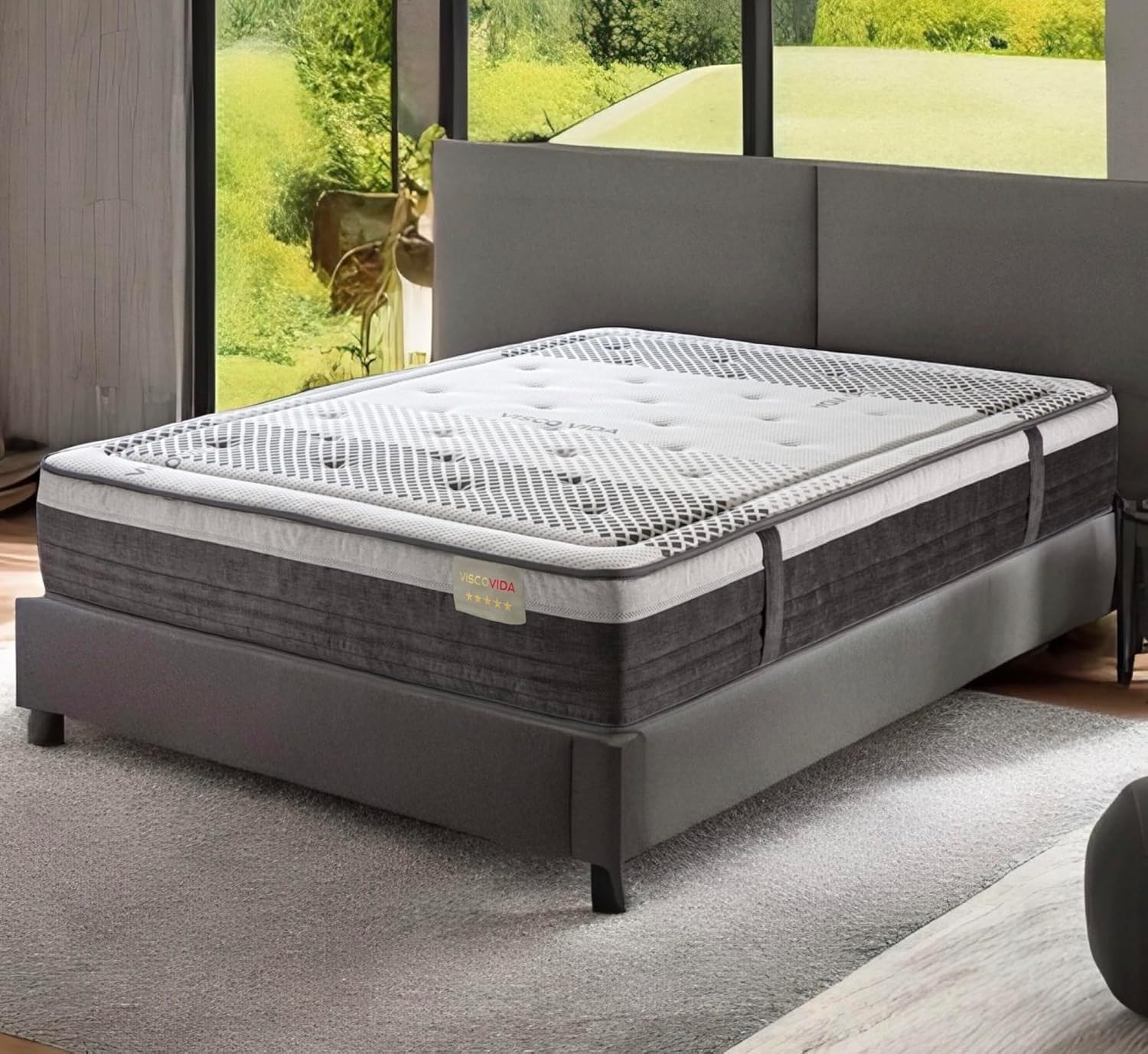 Matelas 200x200 Mémoire de Forme Premium – 27 cm Épaisseur – Matelas Ferme Orthopédique 7 Zones – Soulage Le Mal de Dos – Hypoallergénique Respirant – pour 2 Personnes 200.0 Centimètres 200.0 Centimètres