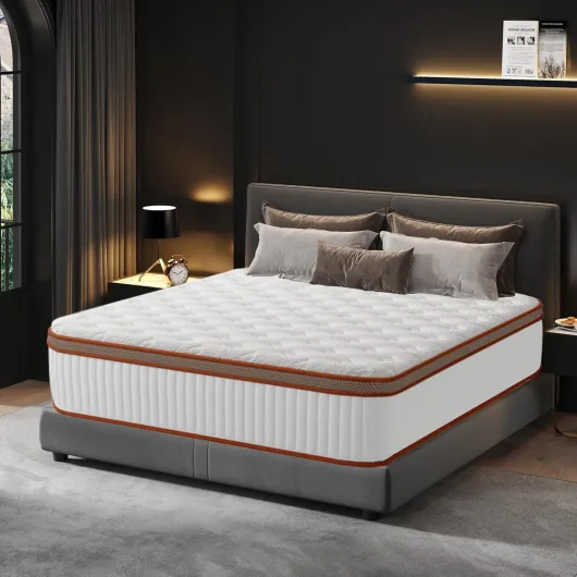 Matelas 140x200 cm - Épaisseur 24 cm - Parfait Soutien - Matelas 2 Personne à Memoire de Forme en Mousse + Ressorts - Respirant, Hypoallergénique, H3 Mi-Ferme - 7 Zones Ergonomique Très épais 24 CM 140 x 200 cm