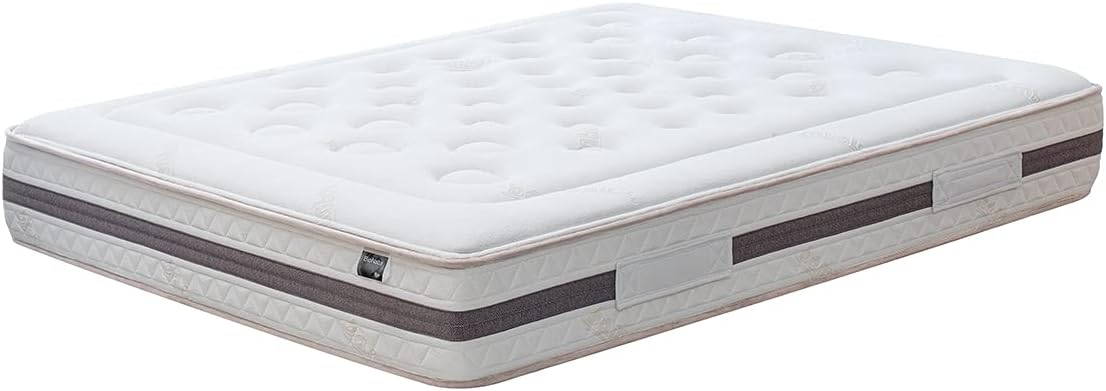 Dream - Matelas Bio Natur - Rembourrage en Coton Naturel et Tissu Bambou - Renfort Lombaire en Latex - Soutien Ferme - Épaisseur 27 cm - 90 x 190 cm, Beige