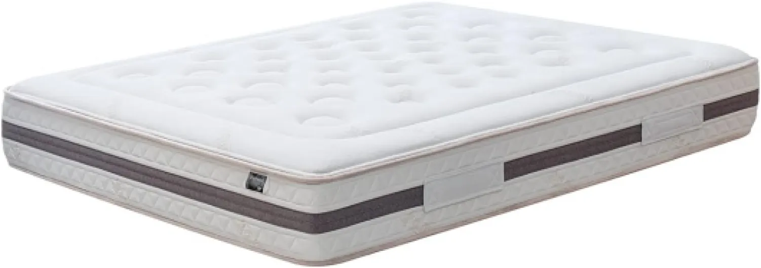 Dream - Matelas Bio Natur - Rembourrage en Coton Naturel et Tissu Bambou - Renfort Lombaire en Latex - Soutien Ferme - Épaisseur 27 cm - 90 x 190 cm, Beige