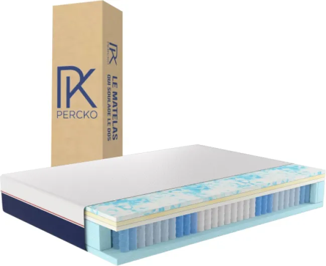 Matelas Hybride Premium - Soulage Le Mal de Dos - Soutien Ferme et Accueil Moelleux - Technologie Française - 6 Couches Fermes - 90x190 cm - Blanc 90 x 190 cm