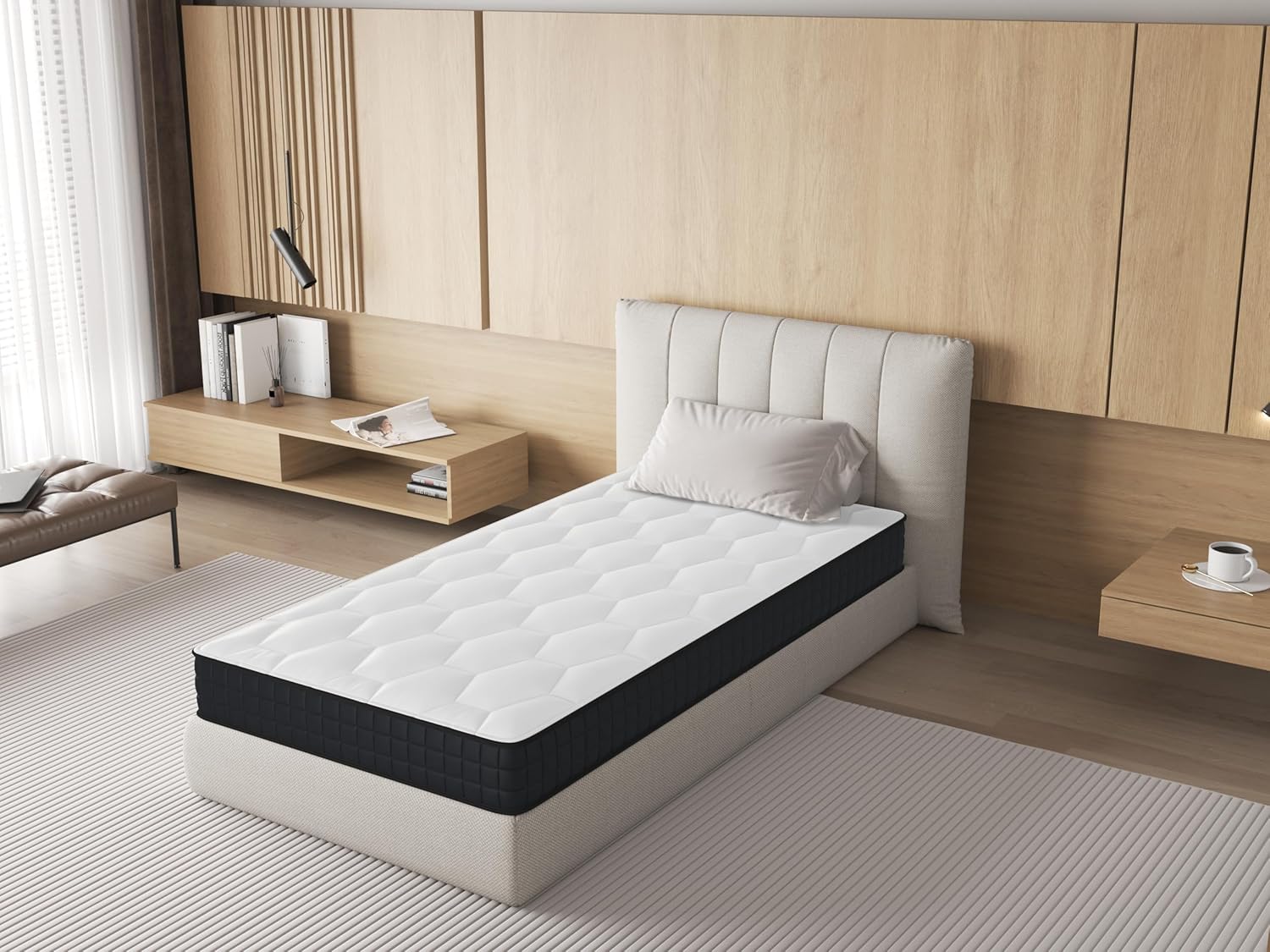 Matelas 90x190CM,Epaisseur 12CM,Matelas Mousse pour 1 Personnel,Moelleux,Confortable,Respirant (90x190x12CM) 90x190x12CM-Lot de 1