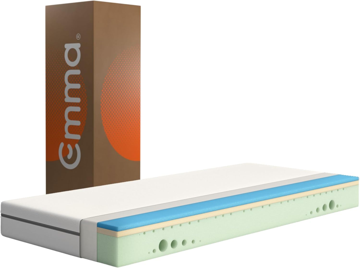 Matelas One - 90 x 190 cm - Hauteur 18 cm - Confort Ferme Médium - Mousse à Mémoire de Forme & Airgocell® - Housse Respirante UltraDry™ - Soutien Ergonomique - Conçu en Allemagne 90 x 190 cm Blanc