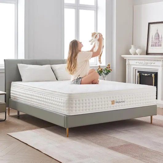 Matelas 140x190 cm, Épaisseur 26cm, Matelas à Ressorts Ensachés et à Mémoire de Forme, Hybride Matelas, 7 Zones de Confort, H3 Moyenne Ferme, Soutien Parfait, Respirant, (Blanc) 140X190X26