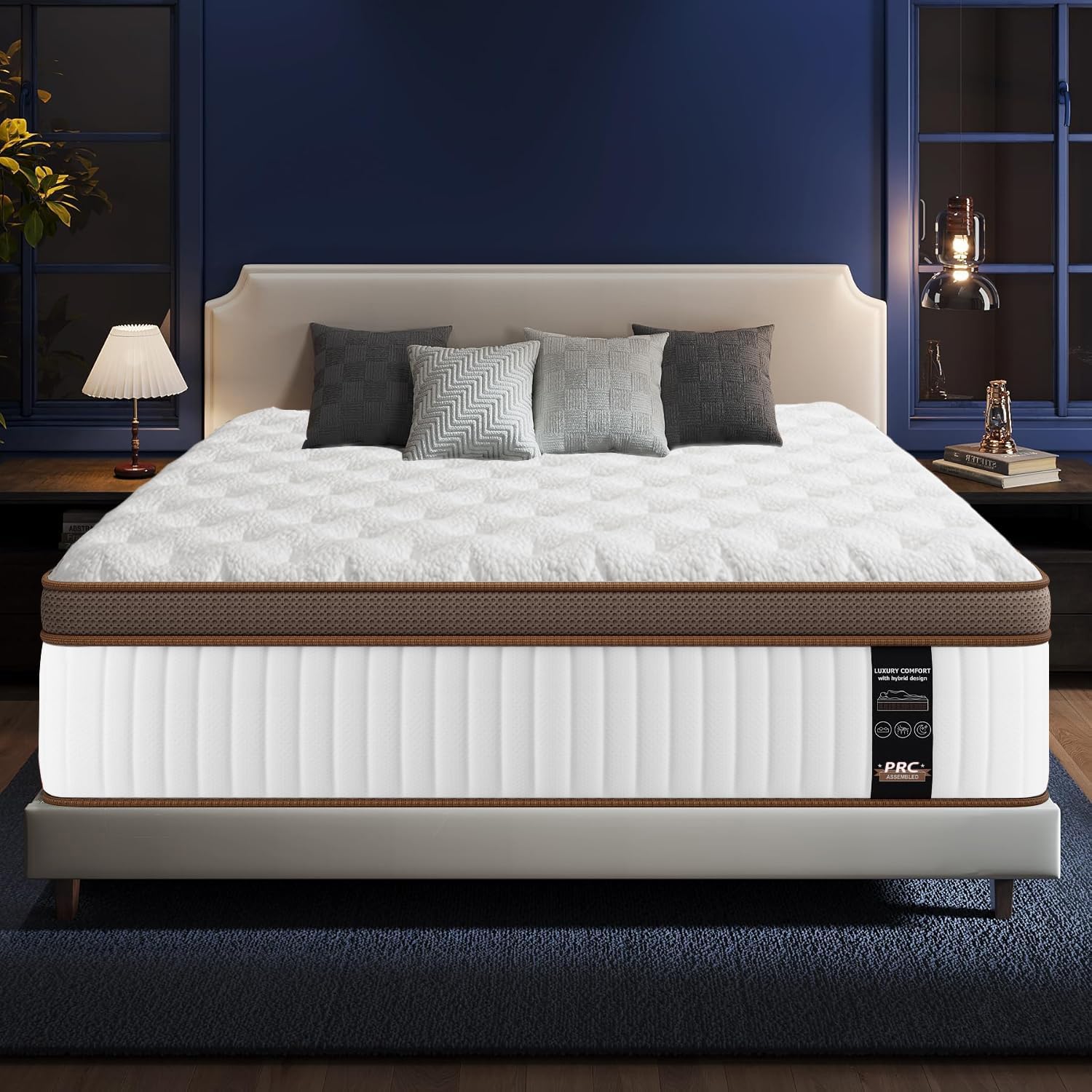 Matelas 140x200 CM Memoire de Forme - Très épais 28cm, 10 zones, Bords renforcés Matelas 2 Places, Hybride Latex bleu & Mousse & Ressorts Ensachés - Durable Respirant - Oeko-TEX - Soutien Ergonomique Épaisseur 28 CM 140 x 200 cm