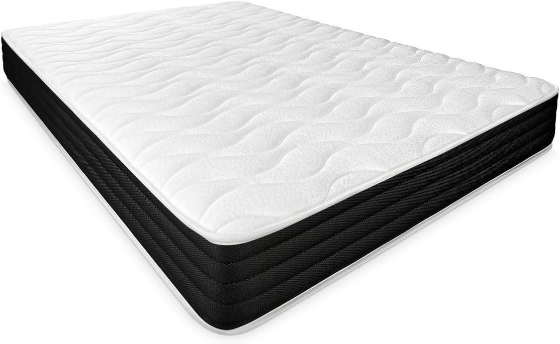 Dreaming Online – Matelas viscoélastique réversible 140x190 cm, Double Face été/Hiver, fermeté mi-Ferme, épaisseur 20 cm, Respirant et hypoallergénique 140 x 190 cm Blanc/Noir