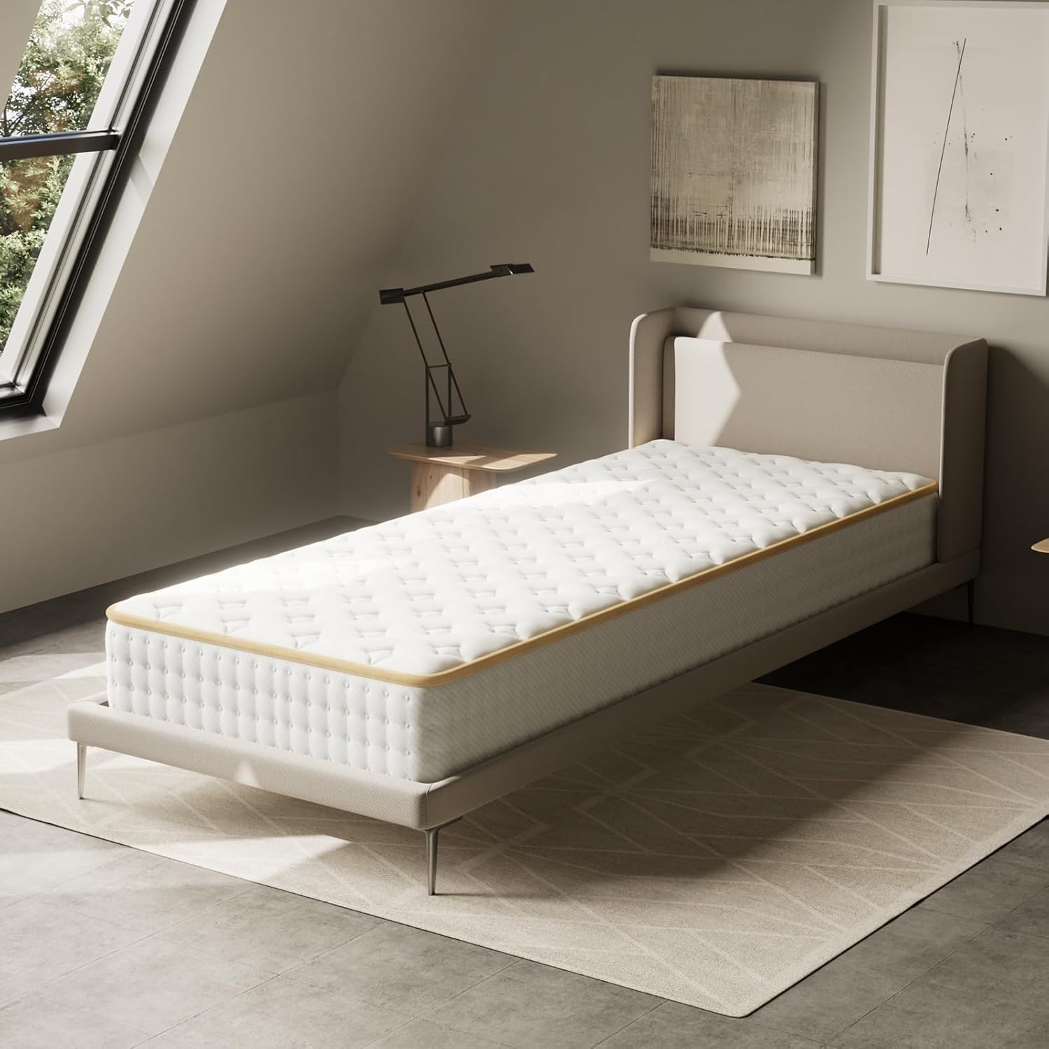 Matelas 90x190 cm,Mousse Mémoire de Forme Haute Densité, 18 cm d’Épaisseur, Confort 7 Zones, Réversible, Anti-acariens, Hypoallergénique, Livré Roulé et Compressé 90 x 190cm Blanc