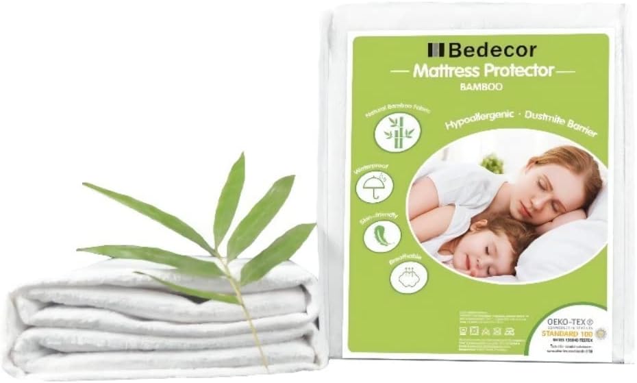 Fibre de Bambou Protège Matelas imperméable, Ultra Doux, Respirant, Hypoallergénique, Silencieux-160x190/200cm 160 x 190/200 cm