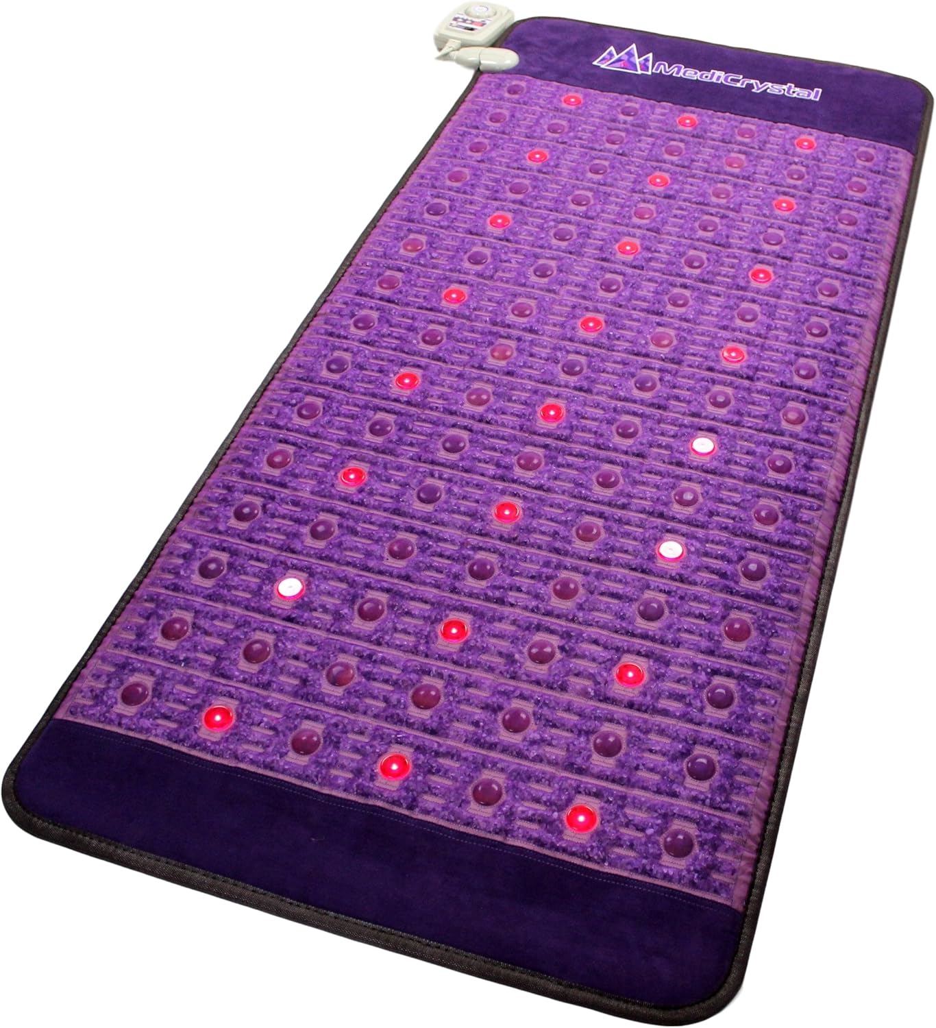 MediCrystal Matelas Chauffant Violet Pro 180x80cm aux Pierres Chaudes Améthyste & Agate - Chaleur Infrarouge Lointaine - Lumières Rouges Photoniques - CEMP (PEMF) réglable 4,8,10,14Hz
