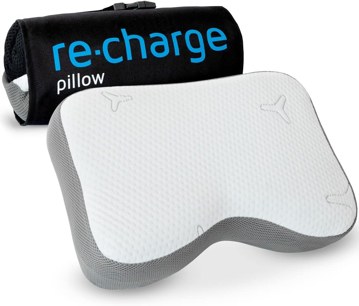 Oreiller cervical Re-Charge Intense - Coussin ergonomique à mémoire de forme avec charbon de bambou - Oreiller haut de gamme avec technologie innovante pour un sommeil plus profond - 50x30 Intense 50 x 30 x 10/12 cm