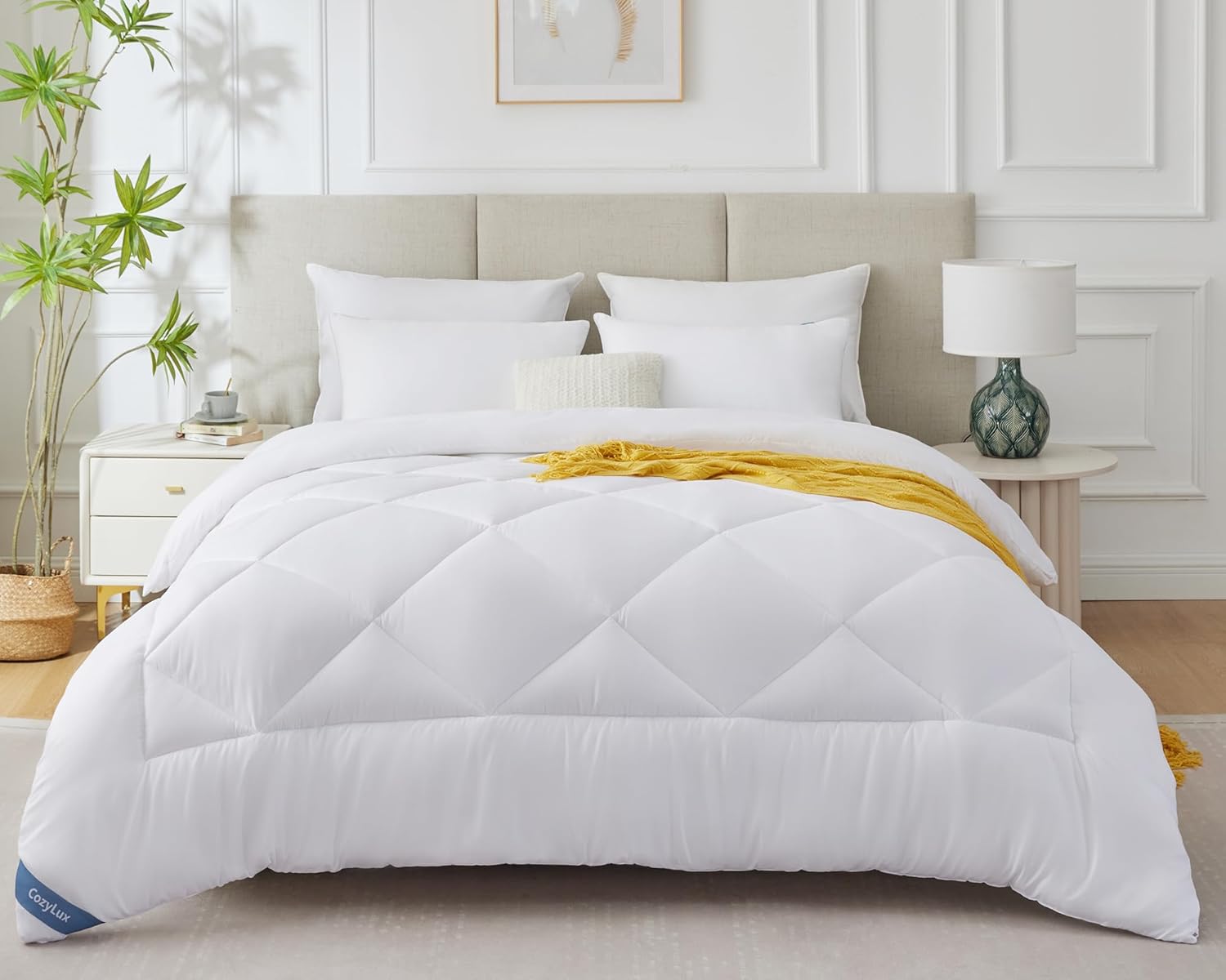 CozyLux Couette 240x260 Hiver Couette 2 Personnes 450GSM Couette Chaude pour Lit 160x200/180x200/200x200, Edredon Lit 2 Personnes Duvet 260x240 cm en Microfibre Blanc 240x260cm Blanc