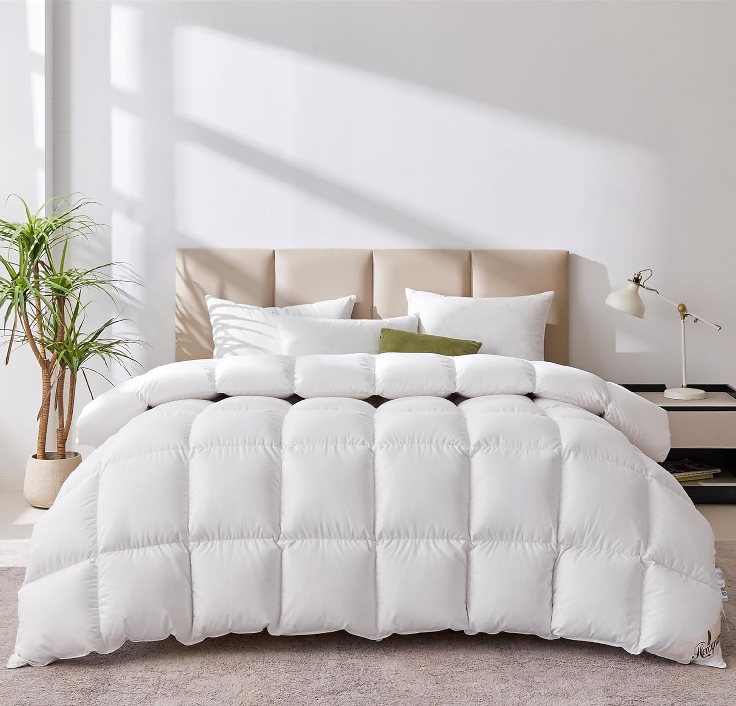 Homyrium Couette Duvet 240x260 Couette en Plume Naturelle Couette Tres Chaude Épais Garnissage 3100g Couette 260x240 2 Personne Couette Tempéré pour L’Hiver, Lavable en Machine 240x260 cm Couette Hiver