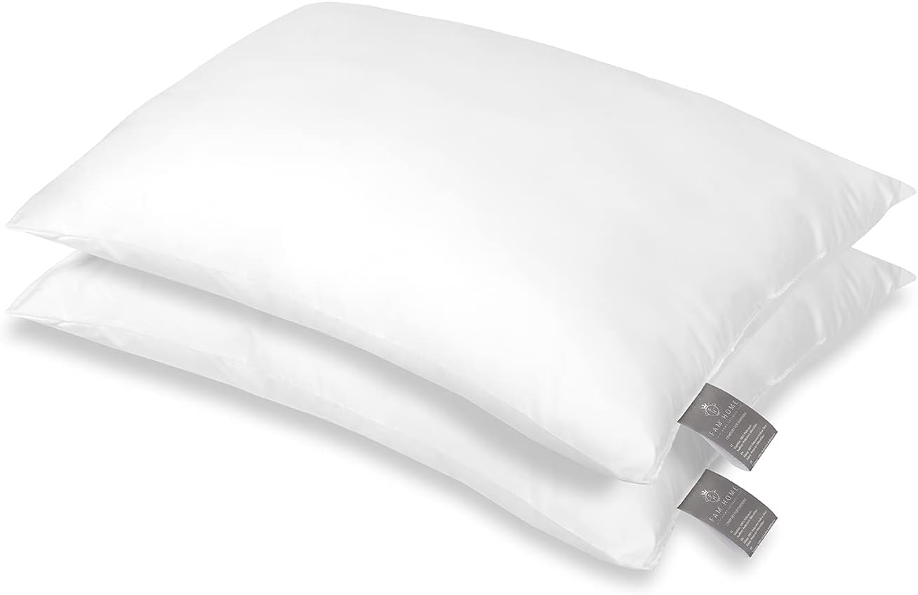 FAM Home Oreiller 50x70 Lot de 2 Anti Acarien I Coussin Rectangulaire Moelleux Microfibre Douces Hypoallergenique Entretien Facile ensemble de 2 50x70 cm