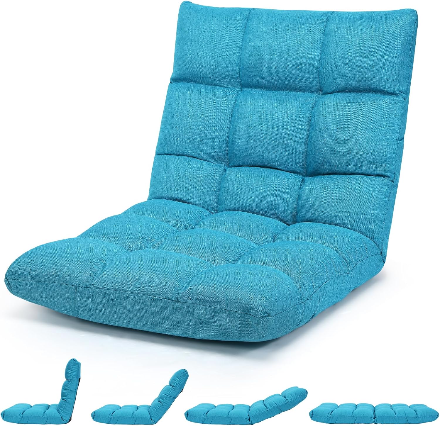 Canapé Paresseux Tatami Pliable Chaise de Plancher Coussin de Chaise de Lit Siège de Sol pour Maison, Bureau 105 x 57 x 15 CM (Bleu Poan)