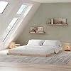 Lit 180x200 cm - Cadre de lit Hauteur 5,8 cm - Cadre de lit Plateforme en Bois Massif avec Les Lattes - Lit pour Matelas Futon Japonais