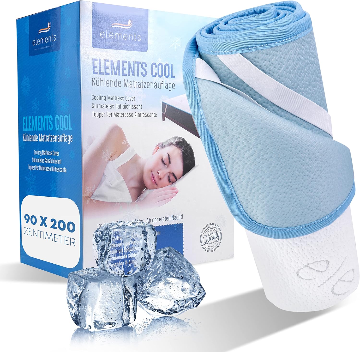 Mara Vital Surmatelas rafraîchissant - Régulation de la température pour un sommeil optimal - Surmatelas de voyage idéal pour les nuits chaudes - Protection contre la transpiration - 200 x 200 cm 200x200