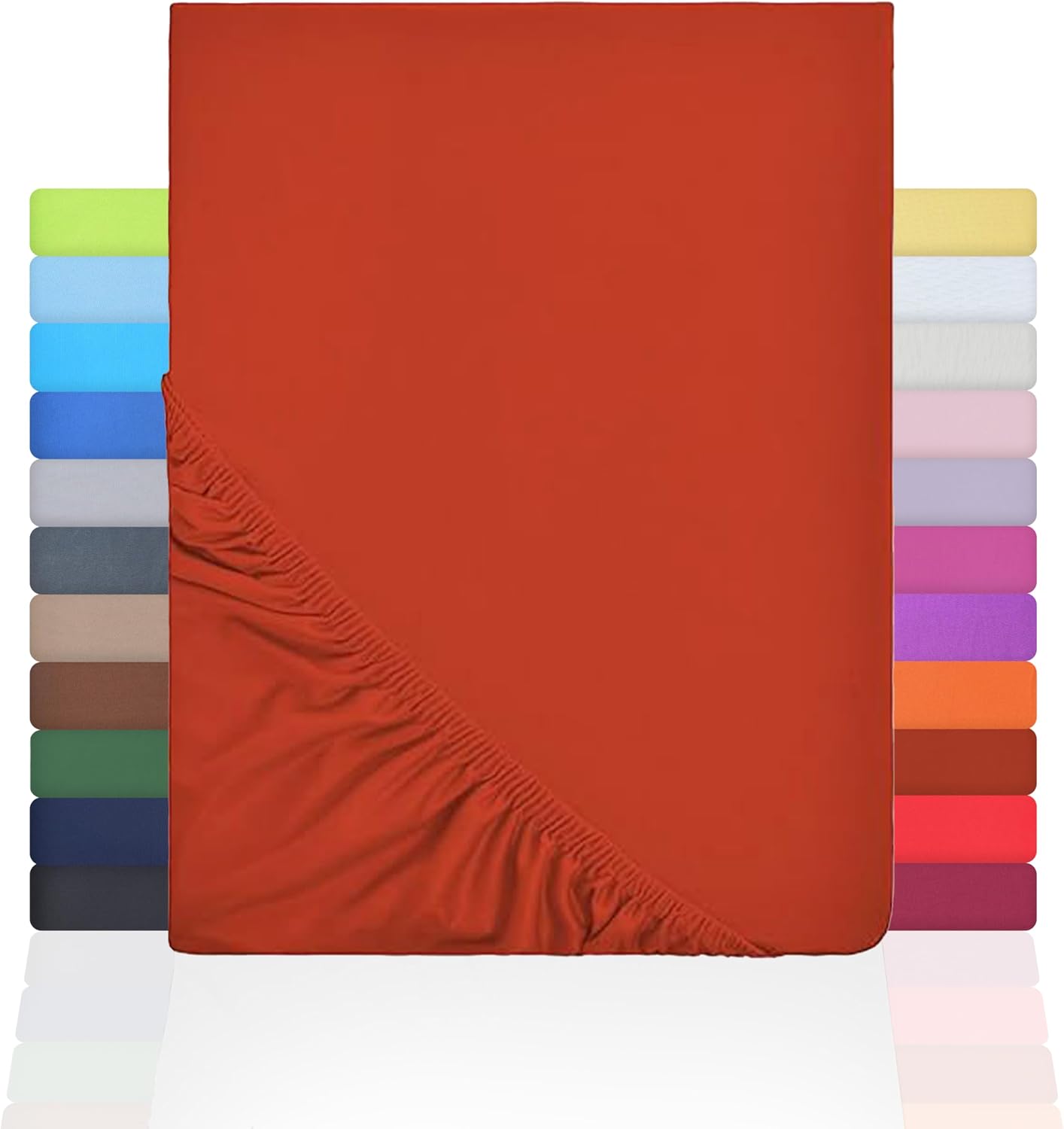 NatureMark Drap-Housse en Jersey, 100% Coton, Disponible dans de Nombreuses Tailles et Couleurs, qualité Oeko-Tex Standard 100, 120 x 200 cm, Rouge Rouille Rouge Rouille 120x200 cm