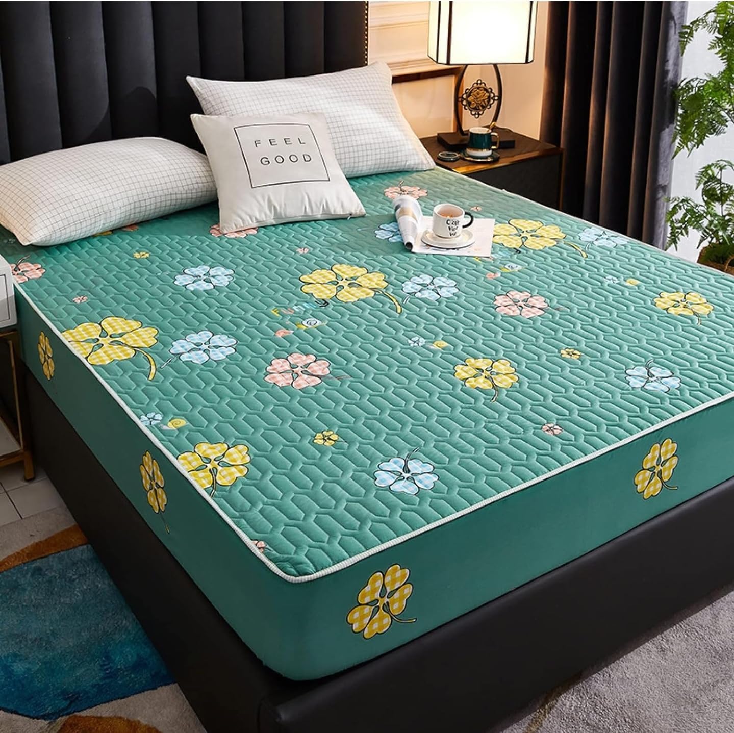 Protège-Matelas imperméable et épais, Drap-Housse de Protection, pour Chambre à Coucher (09, 200x220cm) 200x220cm 09