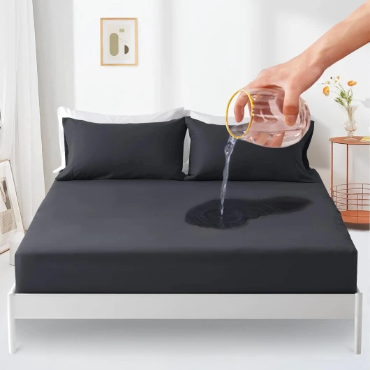 Protège-Matelas imperméable 90 x 200 cm - Drap Housse Respirant - Protection Contre l'humidité - Gris Anthracite Anthracite 90