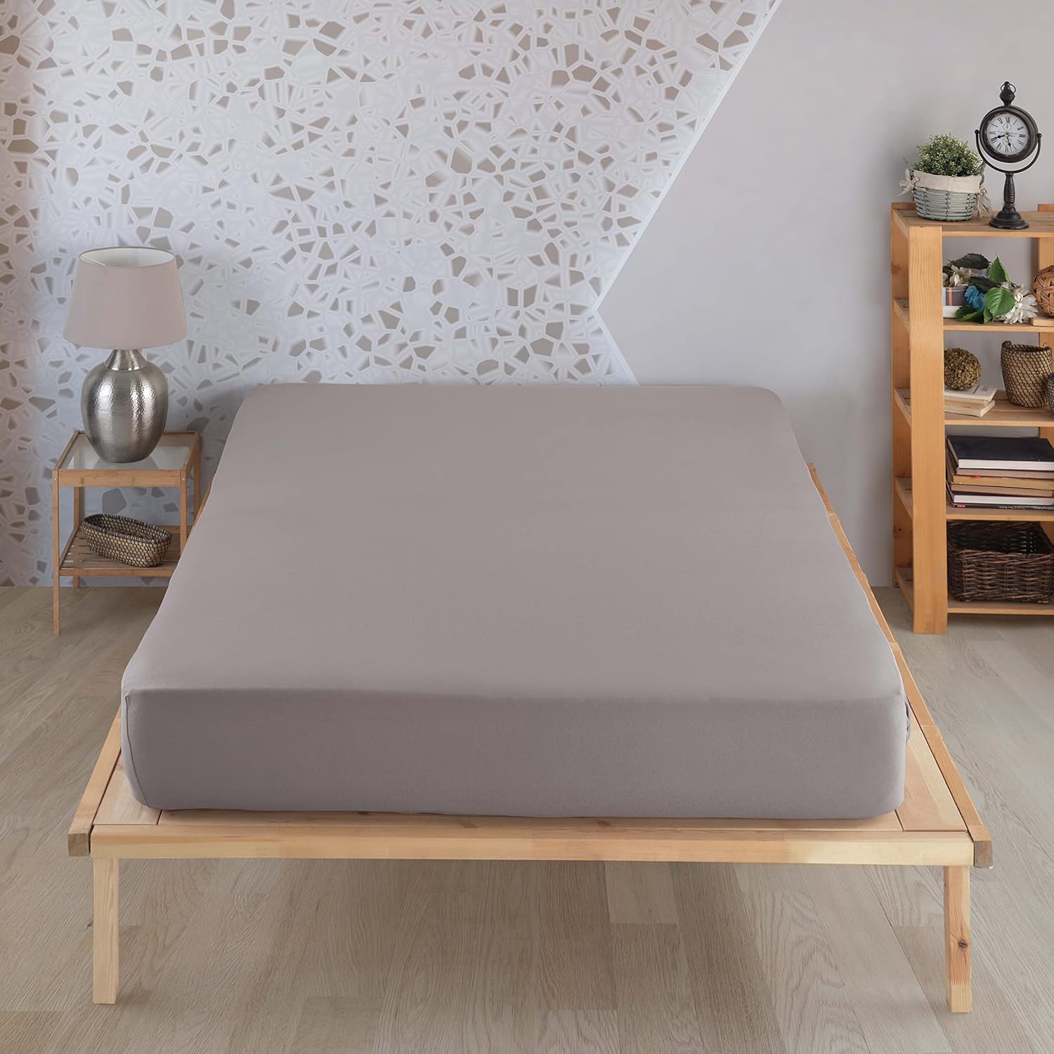 Vency Drap-housse en jersey de qualité supérieure - 160 x 200 cm - Gris - 100 % coton - Drap de 160 x 200 à 35 cm de hauteur de matelas - Gris 160x200 cm Gris