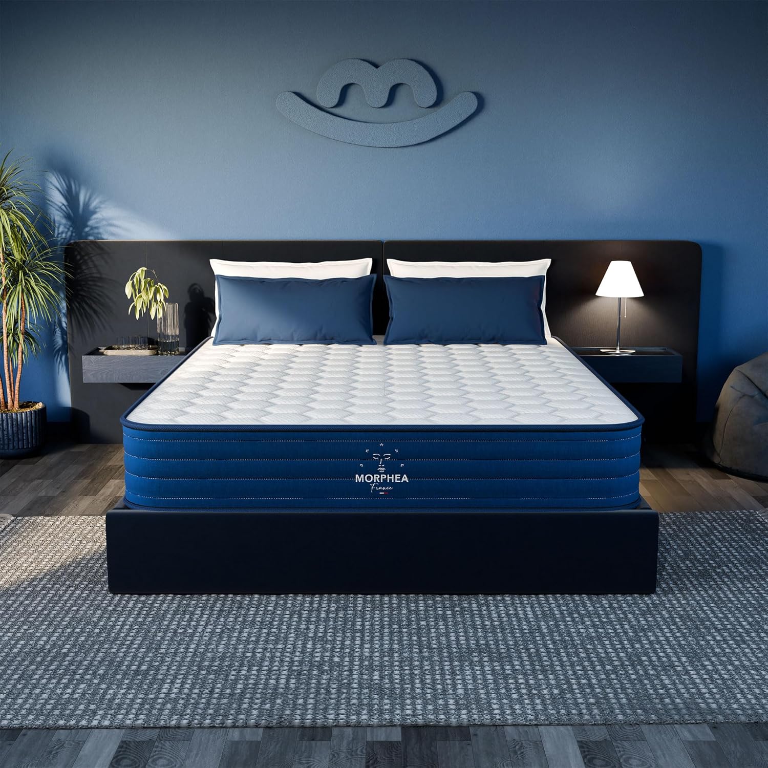 MORPHEA Matelas 90x190 25 cm Épaisseur - Ressorts Ensachés – Matelas 1 Personne 90x190 Premium Hybride Jade - Mousse à Mémoire Forme Soutien mi-Ferme - Marque Française Mousse de luxe hybride de 25 cm d'épaisseur 90 x 190 cm