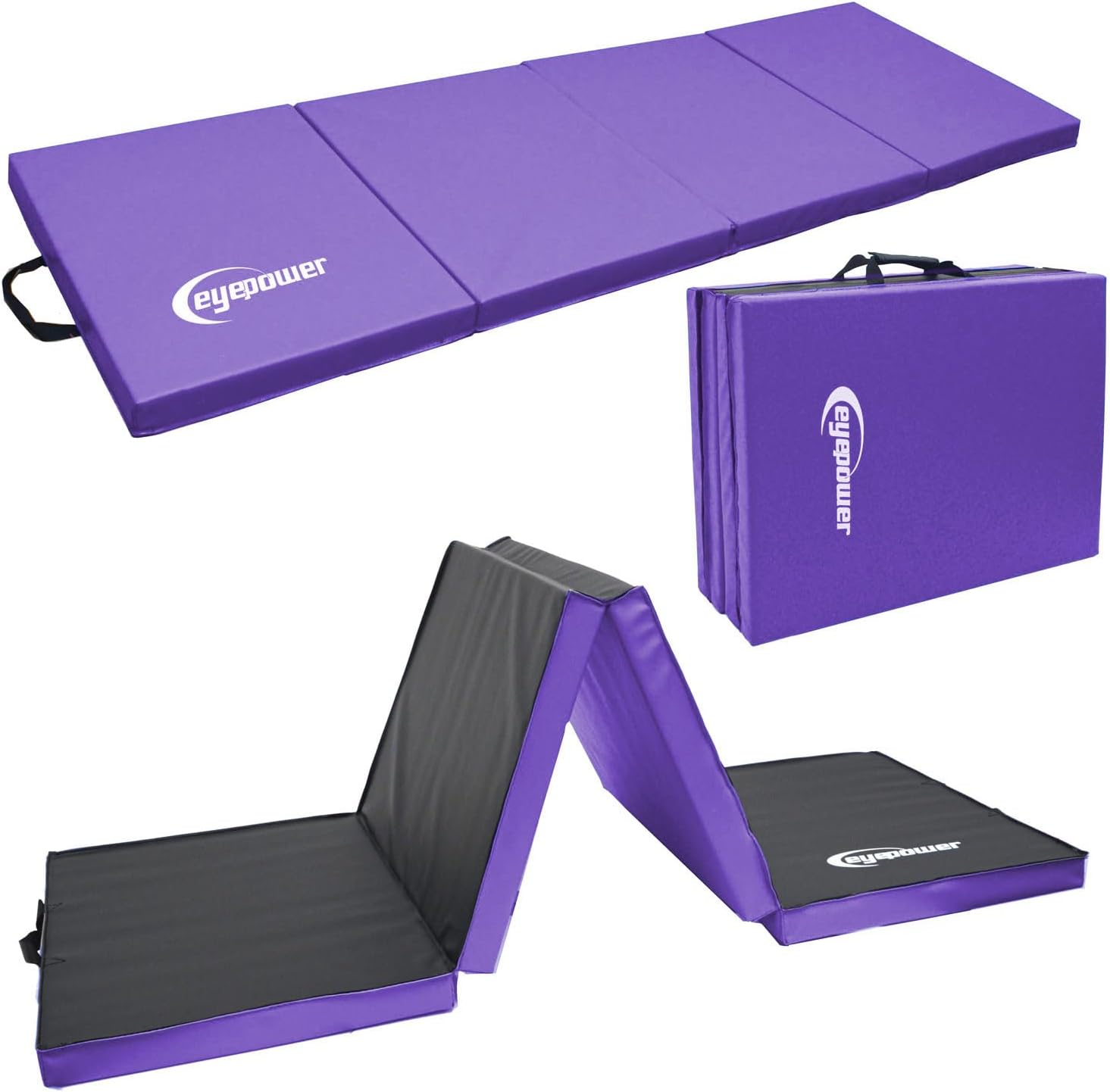 Eyepower 180x60 Tapis de Gymnastique Pliable - Tapis Gymnastique Epais 5cm Tapis de Sport - Tapis de Sol Pilates - Tapis Gymnastique Pliable Matelas Sport Tapis de Gym Pliable Tapis Fitness Epais Violet Noir
