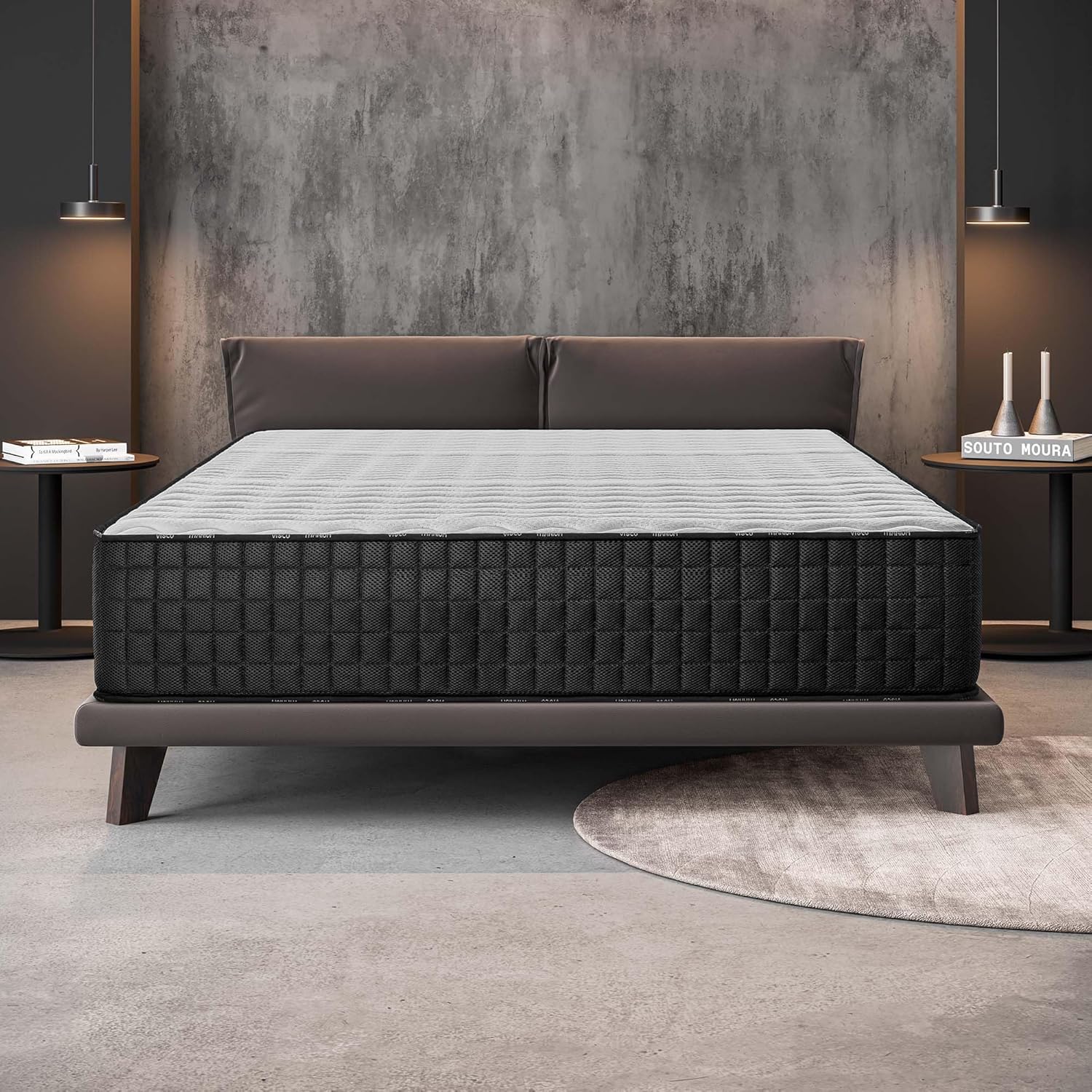 Matelas 160x200 cm - Titanium - Épais 30 cm - Accueil Mousse mémoire de Forme + Blue Latex - Soutien Ferme - Respirant - Hypoallergénique - 7 Zones de Confort - Réversible Face été/Hiver 30 CM 160 x 200 cm