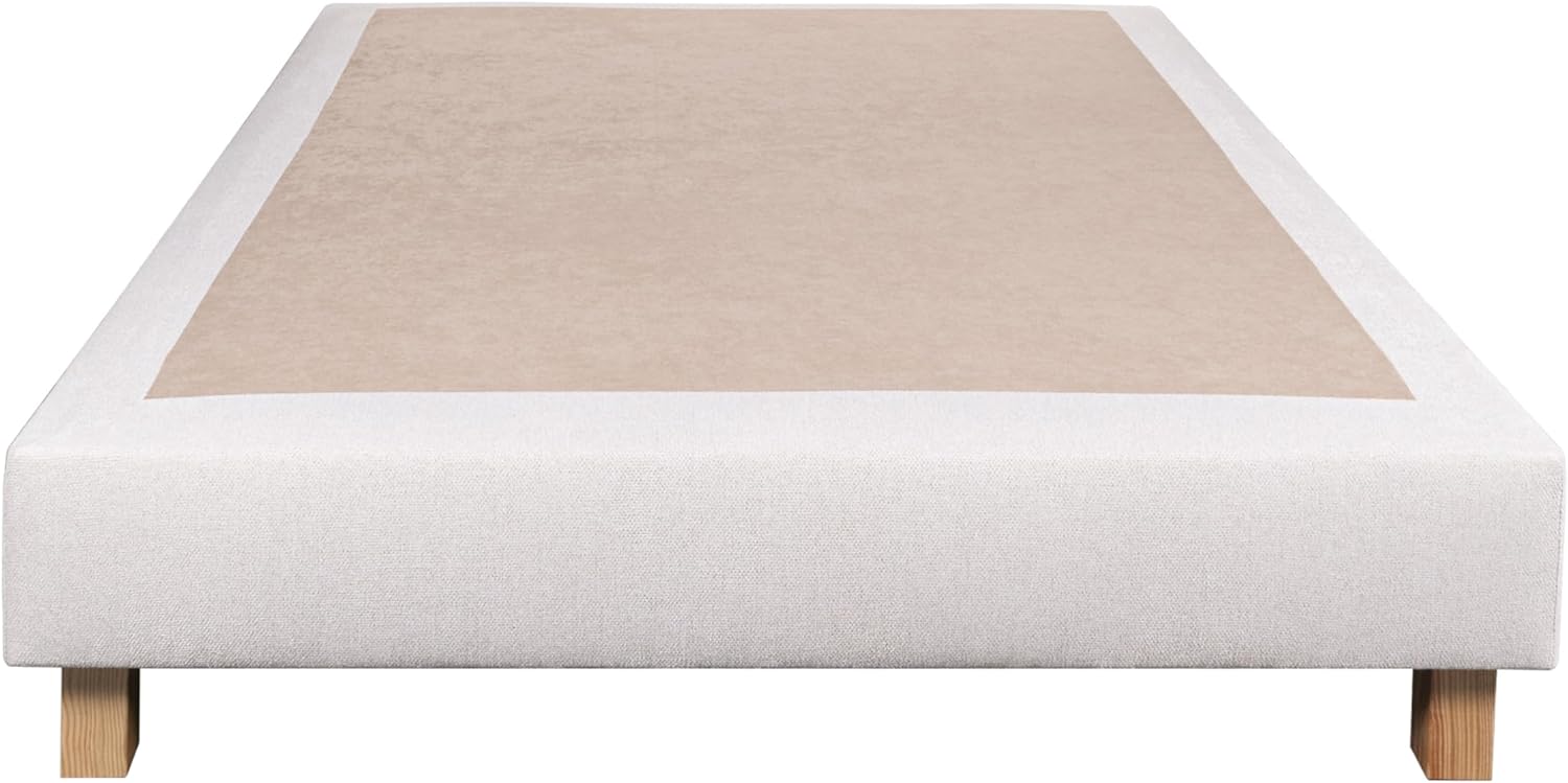 Sommier tapissier 160x200, Beige, Gamme Prestige Hôtel, Bois Massif + Pieds offerts Beige 160 x 200 cm