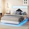 DAHUEN Lit 140x190 cm avec Éclairage LED, Lit Double rembourré avec sommier à Lattes et tête de lit réglable, 2 Ports USB, Cadre de lit, lit 2 Personnes Velours (Triangle vers Le Haut, 140 * 190cm) Triangle Vers le Haut 140*190cm