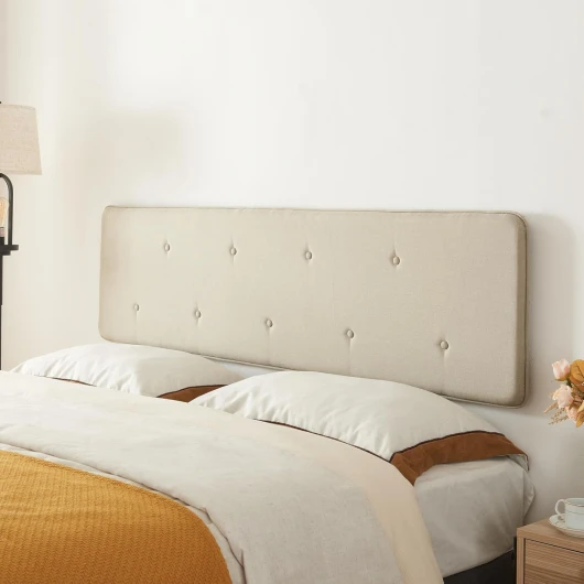 [en.casa] Tête de Lit Élégante pour Lit Double de 180 cm avec Rembourrage Doux Confortable Capitonné avec Design Classique de Boutons Contreplaqué Tissu Polyester 180 x 48 cm Beige Beige 180 x 48 cm