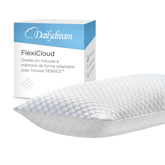 FlexiCloud Oreiller cervical en mousse à mémoire de forme SENSICE - Rembourrage réglable - 80 x 40 cm - Blanc