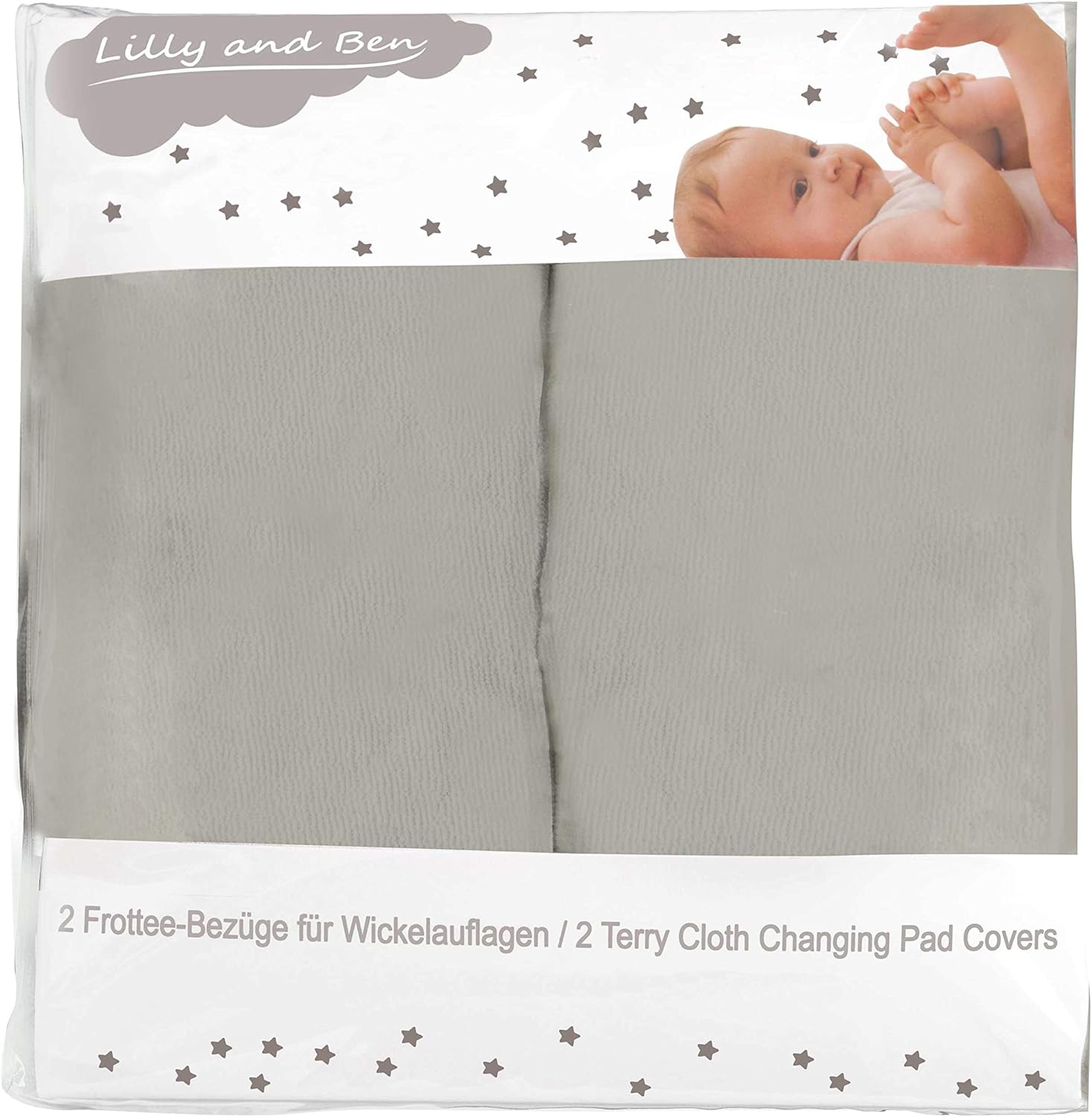 ® Housse pour Matelas à Langer - Tissu Coton Éponge - Bébé Fille Garçon - 2 Formats - Lot de 2 - Épais et Absorbant ÉTROIT Grey Uni