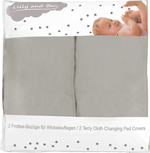 ® Housse pour Matelas à Langer - Tissu Coton Éponge - Bébé Fille Garçon - 2 Formats - Lot de 2 - Épais et Absorbant ÉTROIT Grey Uni