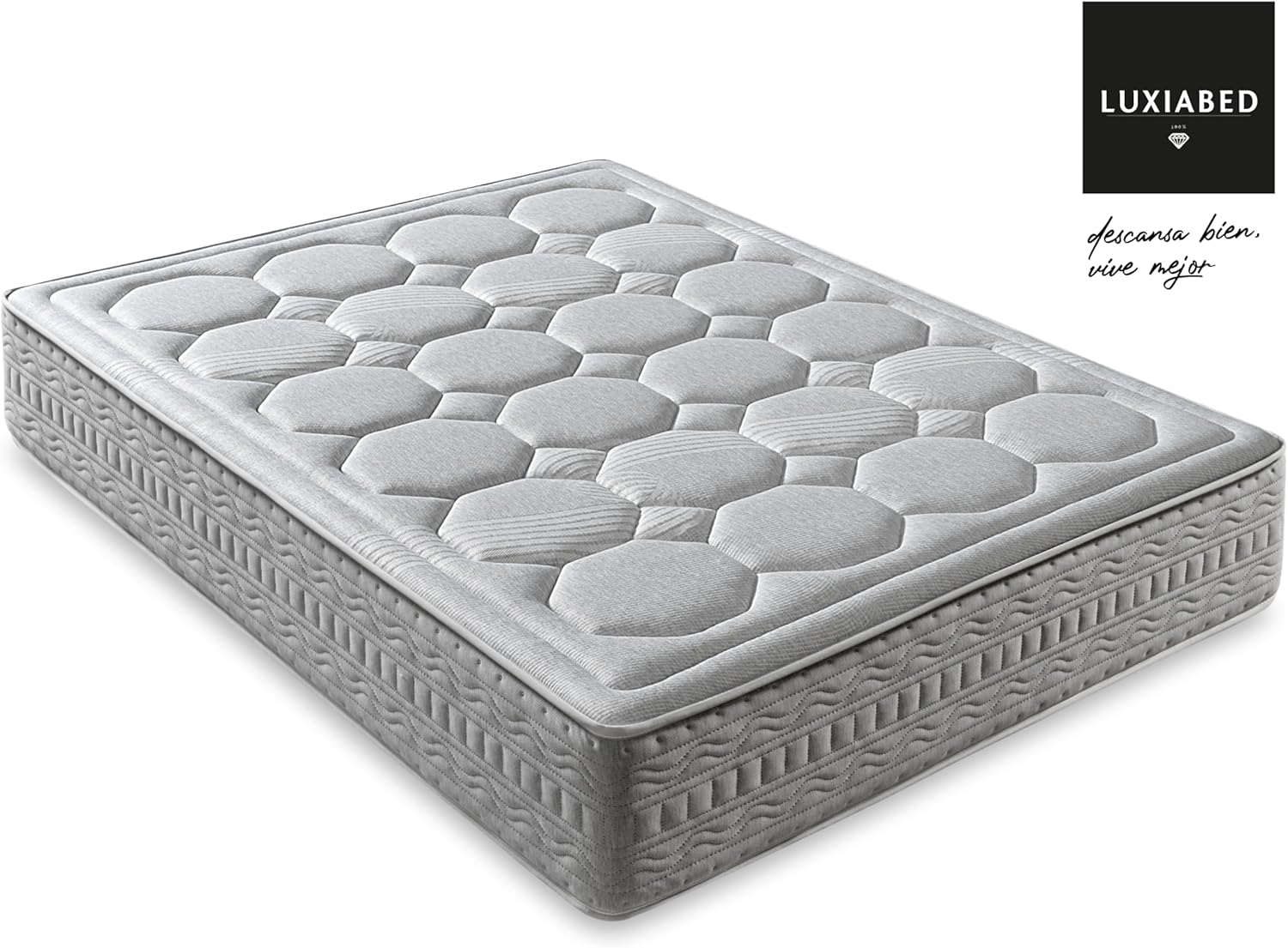 Matelas 200X200 Memoryvex Mousse à Mémoire Réversible Hiver/Été Matrimonial, Anti-Acariens, Hypoallergénique, Respirant, Ferme Moyenne, Modèle RoyalFresh Épaisseur 32 cm 200 x 200 cm Hauteur 32 cm