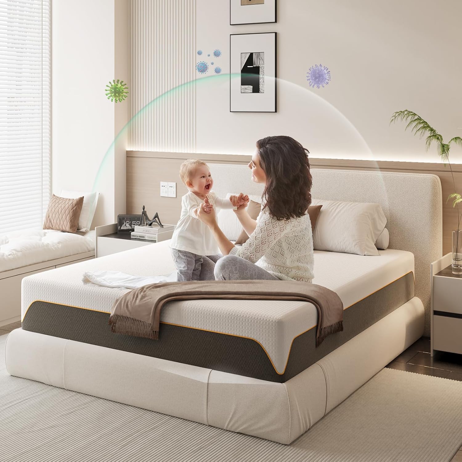 Matelas 140 x 200 cm, Hauteur 20 cm, Matelas Orthopédique à Mémoire de Forme Froide, 9 Zones de Confort, Antibactérien et Hypoallergénique Soulage Le Dos, Housse en Tissu Amovible 140x200x20cm