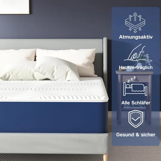 Matoresu Matelas 140x190 7 Zones de dureté H3 25cm Matelas Mousse Froide,Soulagement du Dos, Housse Tissu Amovible Matelas de lit 140x190x25 140 x 190 cm 25 cm - Mousse