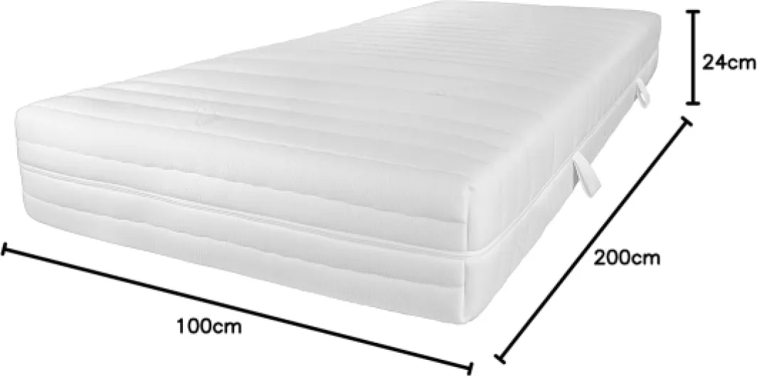 Matelas Latex 100x200cm équilibré - Matelas à Ressorts ensachés Latex 100x200 - Matelas avec Mousse en Latex intégrée 4cm - 24cm Hauteur - Made in Germany Équilibré - à partir de 80 kg 100 x 200 cm