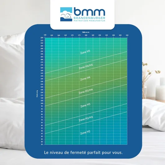 BMM Matelas Comfort 19 de Taille 160x200 cm, H4 Extra Ferme, Matelas en Mousse Froide certifié Öko-Tex, Ergonomique à 7 Zones, Hauteur 19 cm, Fabriqué en Allemagne Très Ferme 160 x 200 cm