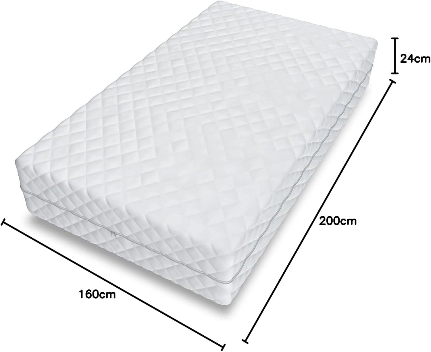 FDM Home Max Matelas 160x200 cm Épaisseur 24 cm Matelas à Ressorts Ensachés Fermeté H3 H4 Deux Faces 7 Zones de Confort Couche de Coco Housse Lavable Oeko-TEX Hypoallergénique H3 et H4, hauteur 24 cm 160 x 200 cm