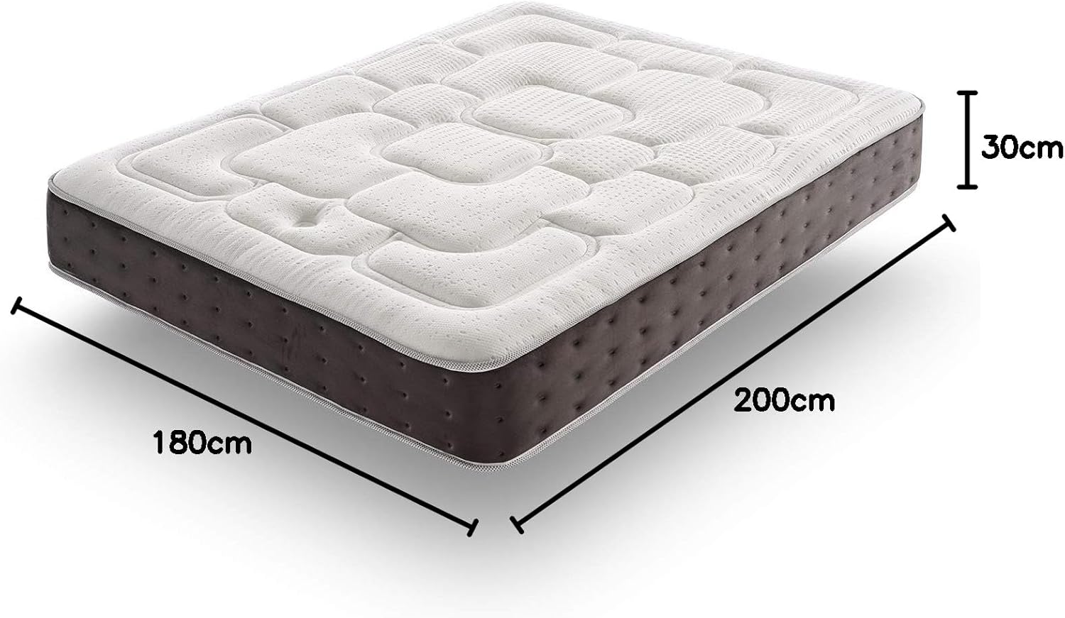 SIMPUR Relax - Matelas Epaisseur 30 cm Royal Top Visco-Graphene - 180x200 cm - Haut Niveau de conductivite Thermique - Reducteur electricite Statique - Perfect Soutien Haute Resilience 30 cm 180 x 200 cm