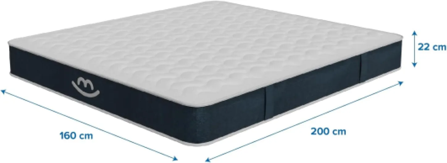 Matelas Mila 160x200 cm – Épaisseur 22 cm – Ressorts ensachés & Mousse Multicouche – 7 Zones ergonomiques – Soutien mi-Ferme – Respirant & Durable – Fabrication Europe 22cm Hybride 160 x 200 cm