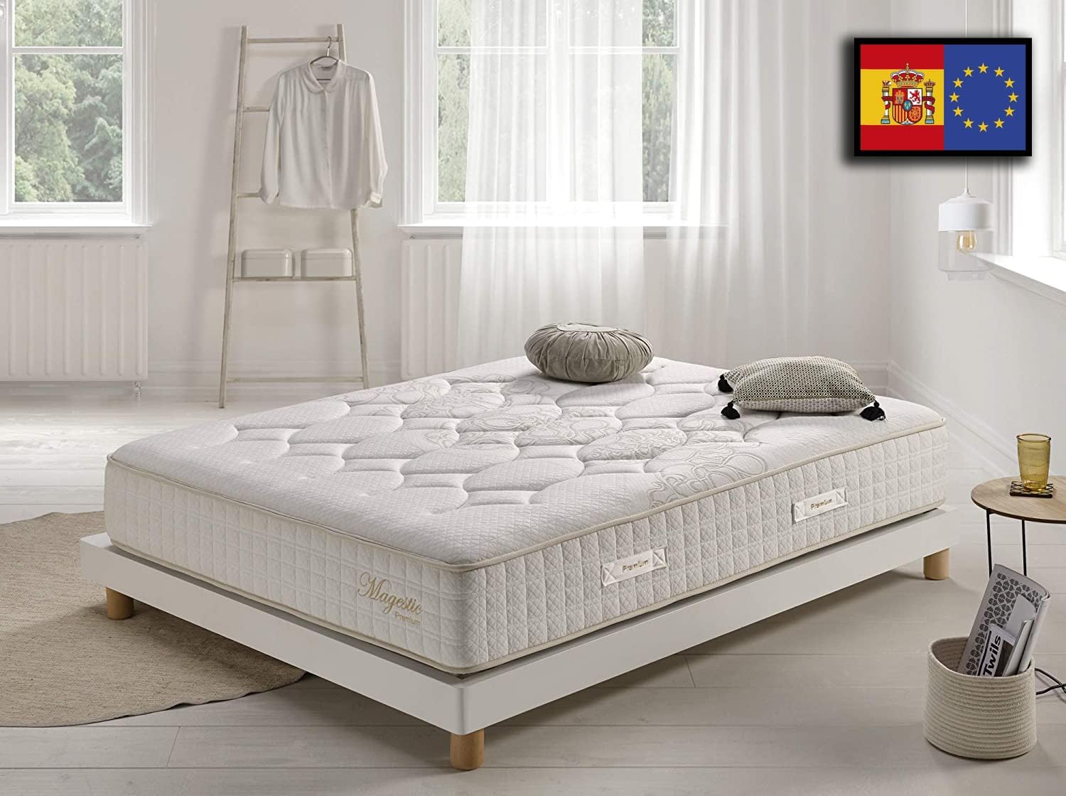 Simpur Relax Matelas 160x200 cm Magestic® - Double Technologie: Ressorts ensachés et Mousse HR Haute Densité - 30 cm d'Epaisseur - 11 Zones de Confort - Mi-Ferme et Moelleux - Multicouche différenciée 160 x 200 cm