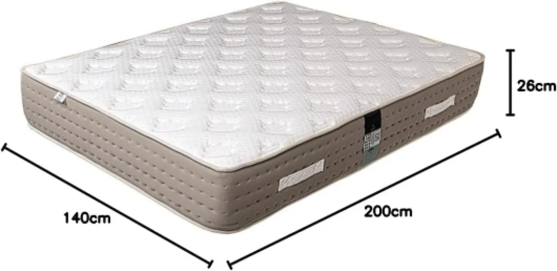 Matelas Visco Latex, Ressorts ensachés, mémoire de Forme, Latex, indépendance du Couchage, réversible, orthopédique,26cm (140 x 200 cm)