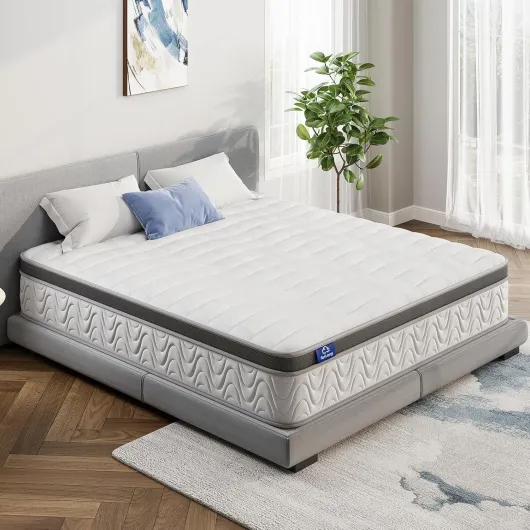 Matelas 140x200, 30cm d'épaisseur Matelas à Ressorts Ensachés Indépendants et Mousse à Mémoire de Forme, Matelas Hybride 7 Zones de Soutien, Respirant, Confortable pour Adultes et Enfants 140x200cm-30cm