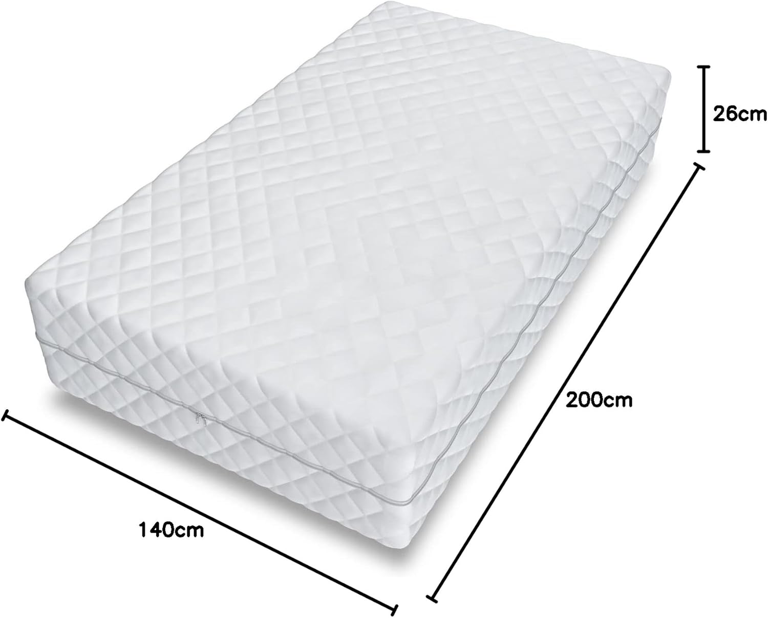 FDM Home Max Double Matelas 140x200 cm Épaisseur 26 cm Matelas à Ressorts Ensachés Fermeté H3 H5 Deux Faces 7 Zones de Confort Couche de Coco Housse Lavable Oeko-TEX Hypoallergénique H3 et H5, hauteur 26 cm 140 x 200 cm