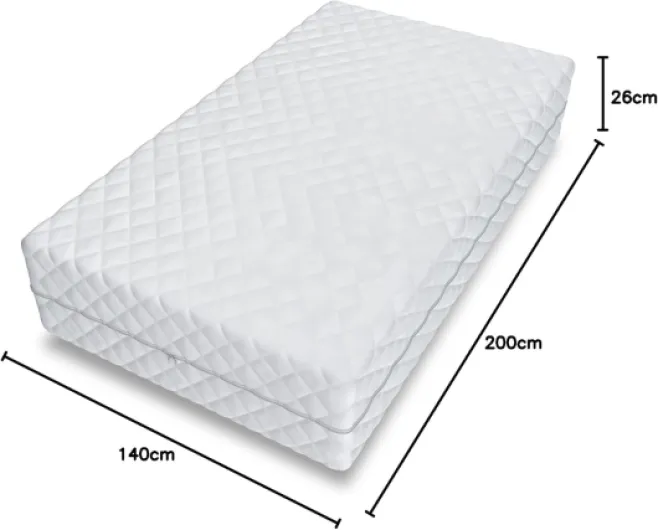 FDM Home Max Double Matelas 140x200 cm Épaisseur 26 cm Matelas à Ressorts Ensachés Fermeté H3 H5 Deux Faces 7 Zones de Confort Couche de Coco Housse Lavable Oeko-TEX Hypoallergénique H3 et H5, hauteur 26 cm 140 x 200 cm