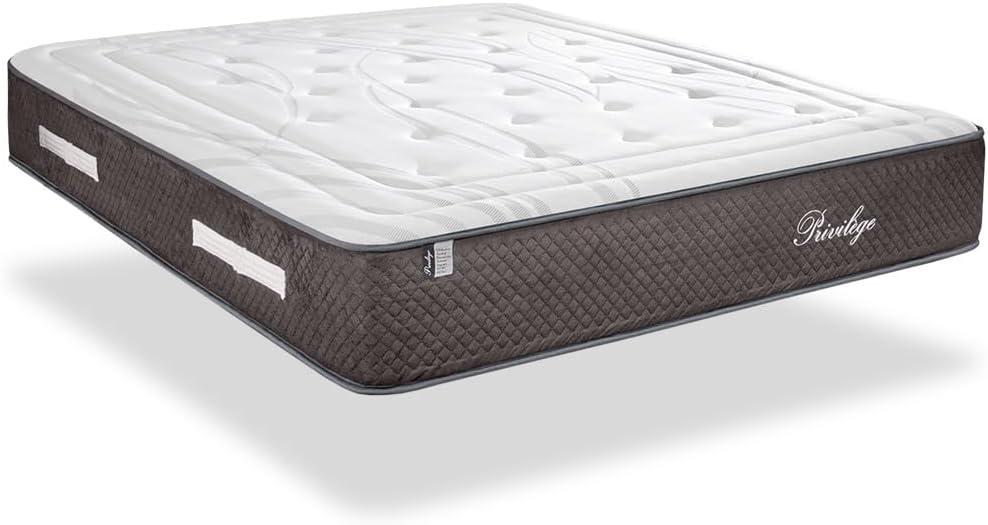 Matelas Ressorts Ensachés et Mémoire de Forme 160x200 cm Literie Privilège Hauteur 30 cm - Confort et Aération Optimale - Fabriqué en Europe 160 x 200 cm Blanc
