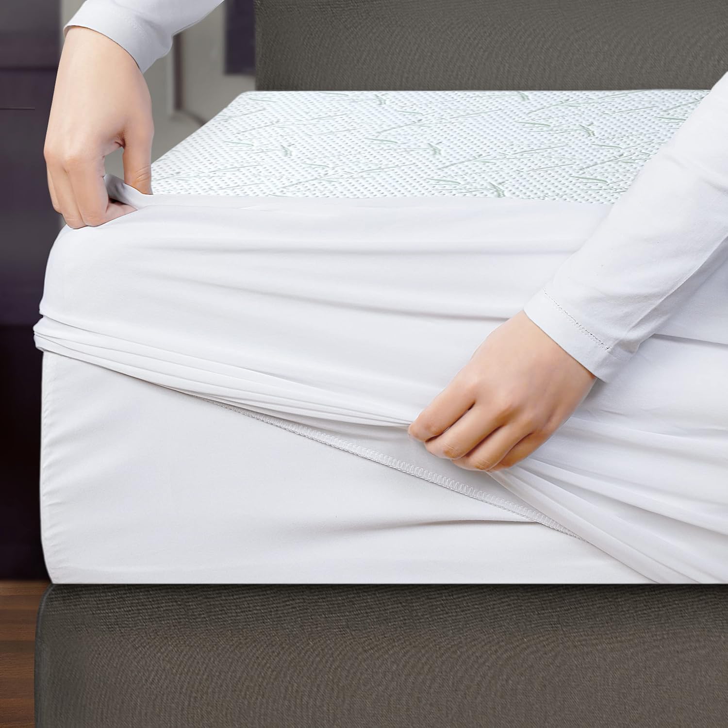 Protège Matelas 160 x 200 x 30 cm Imperméable, Viscose de Premium Alèse Drap Housse, Certifié Oeko-Tex, Matelas Couvre, Respirant, Élastique Tout Autou